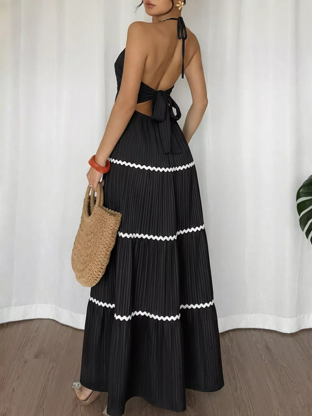 Halter Neck Pleated Maxi Dress, image 5