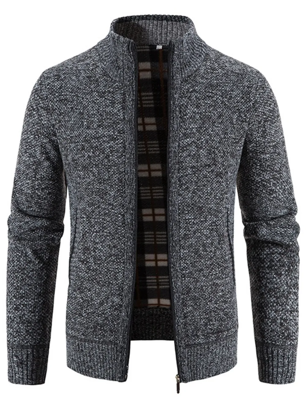 Men's Plus Size Zip-Up Sweater Cardigan with Stand Collar, image 19