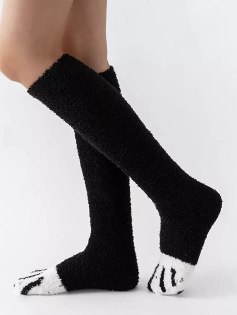 Fuzzy Knee-High Animal Paw Socks, image 2