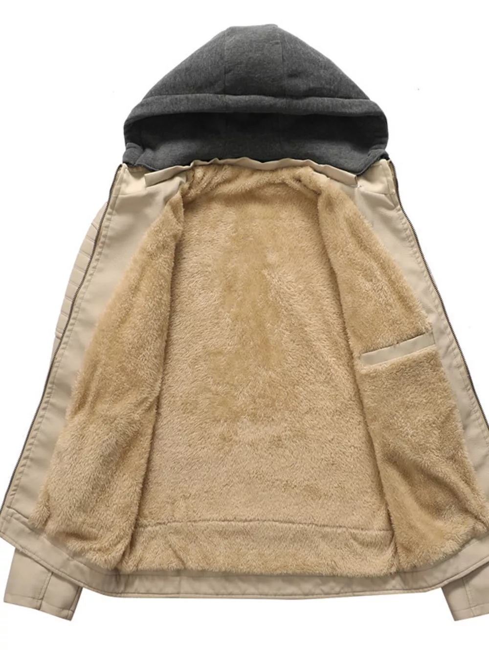 Men's Plus Size Hooded Zip Up Winter Jacket, image 3
