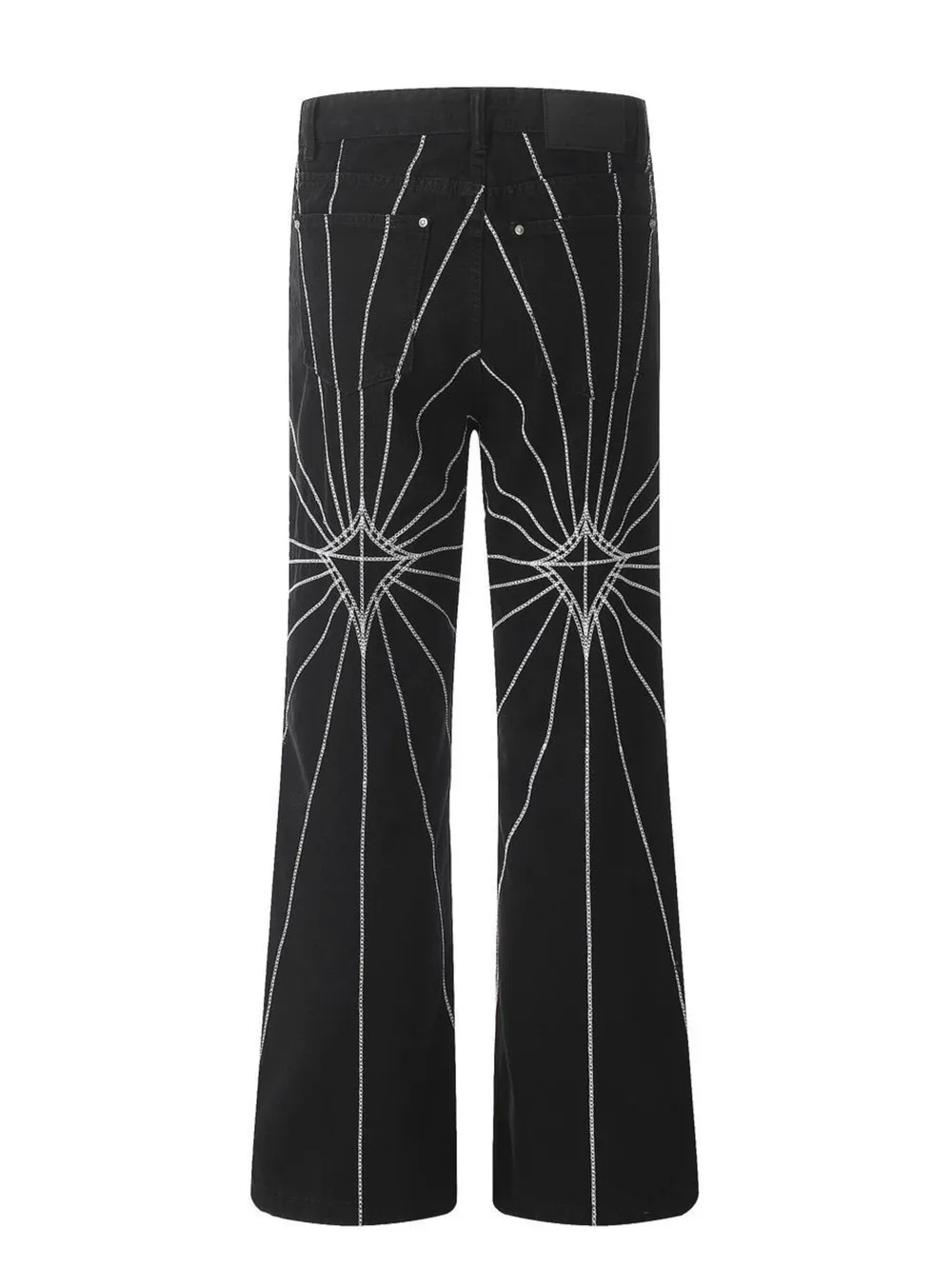 Men's Spider Web Embroidered Flared Jeans, image 3