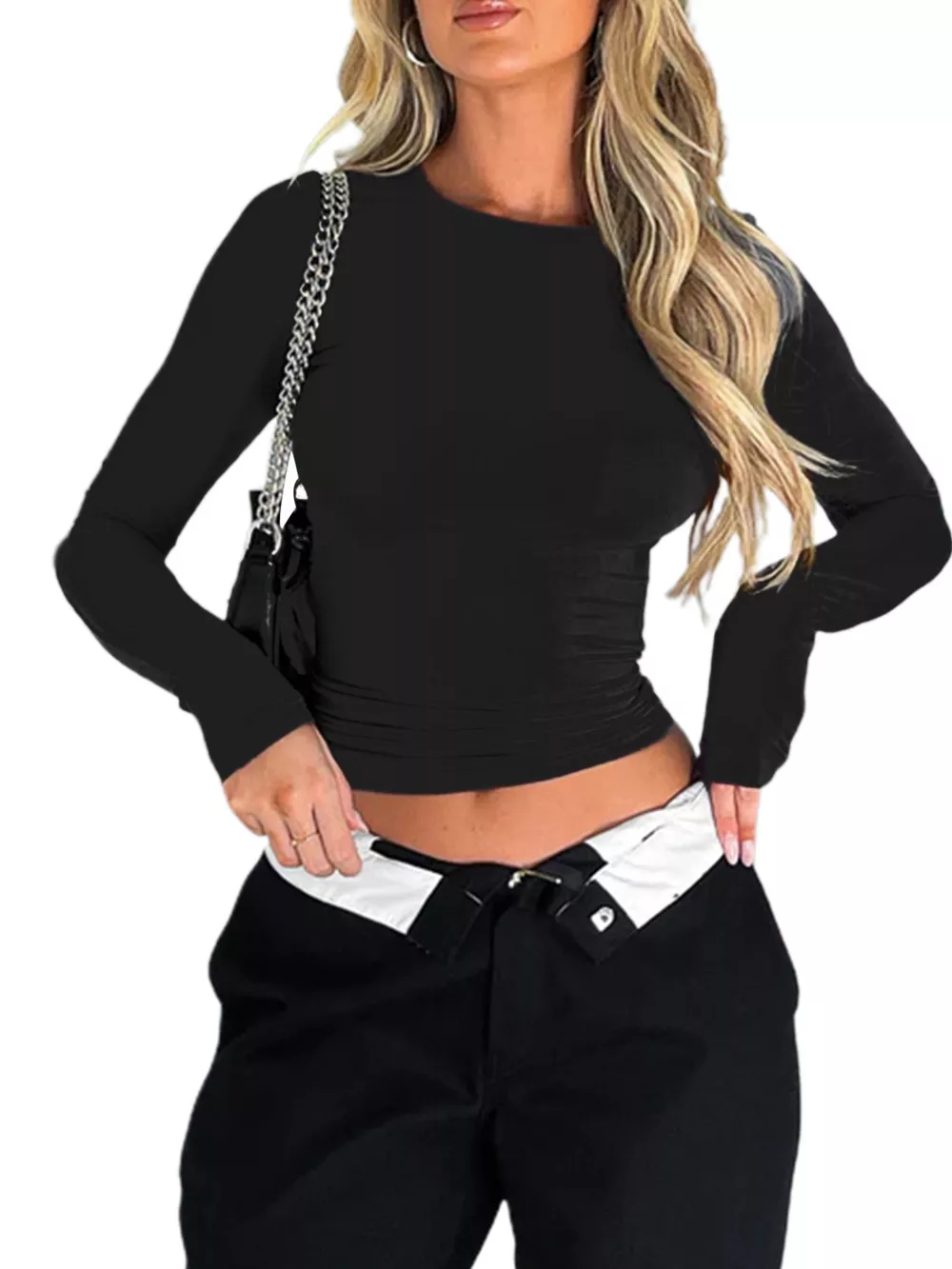 Ruched Long Sleeve T-Shirt, image 9