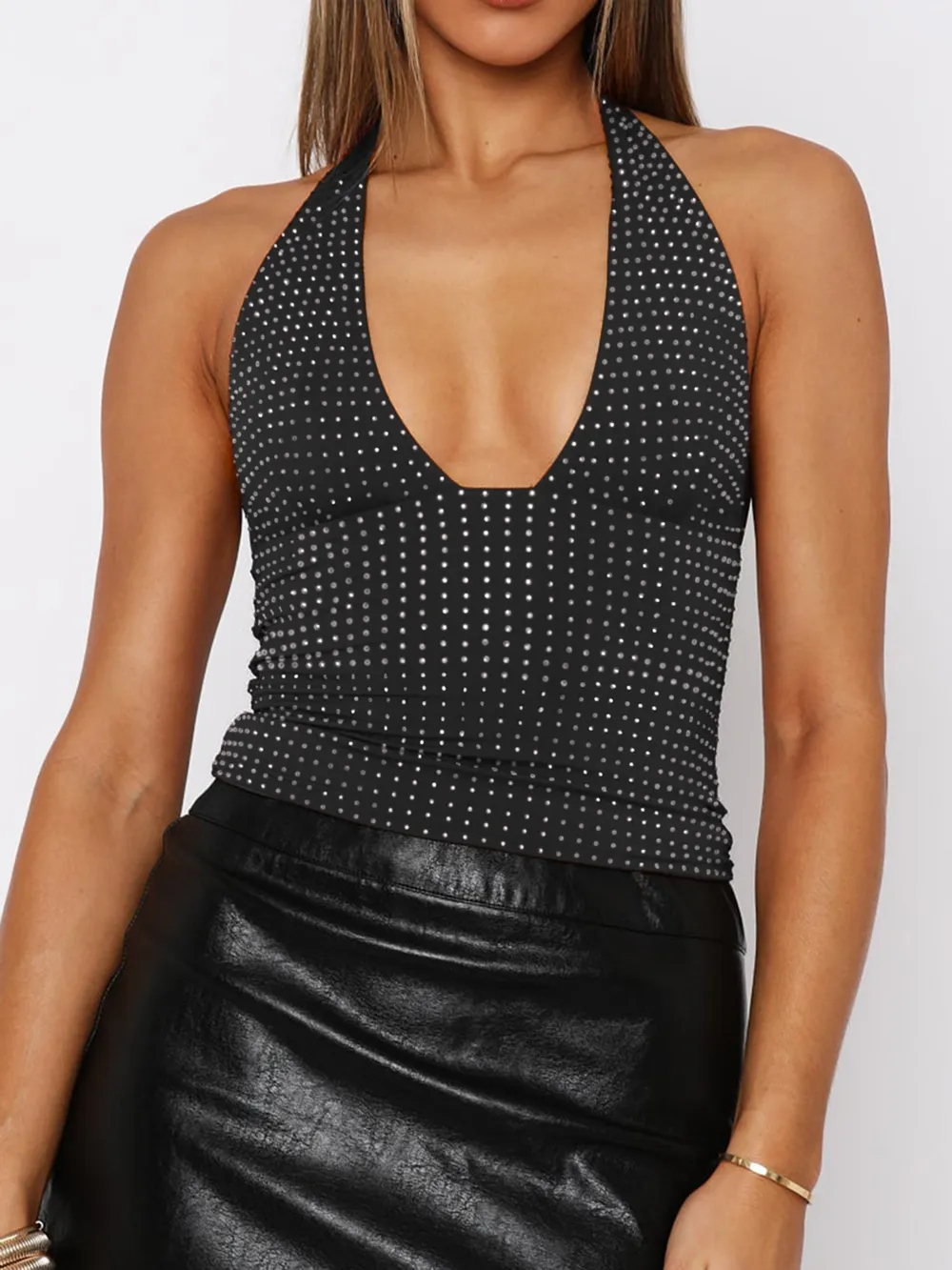 Sequin Halter Neck Cami, image 6