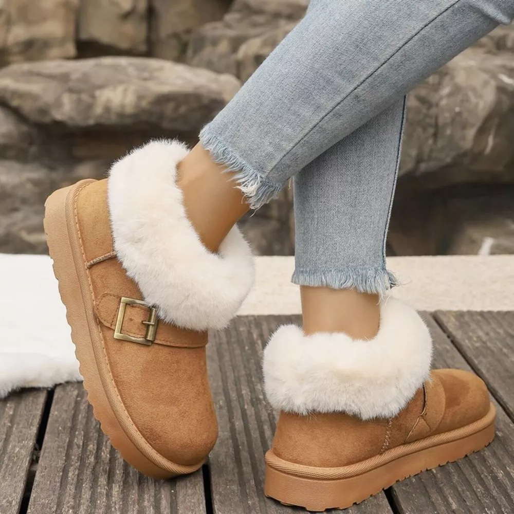 Fuzzy Trim Buckle Accent Winter Boots, image 9