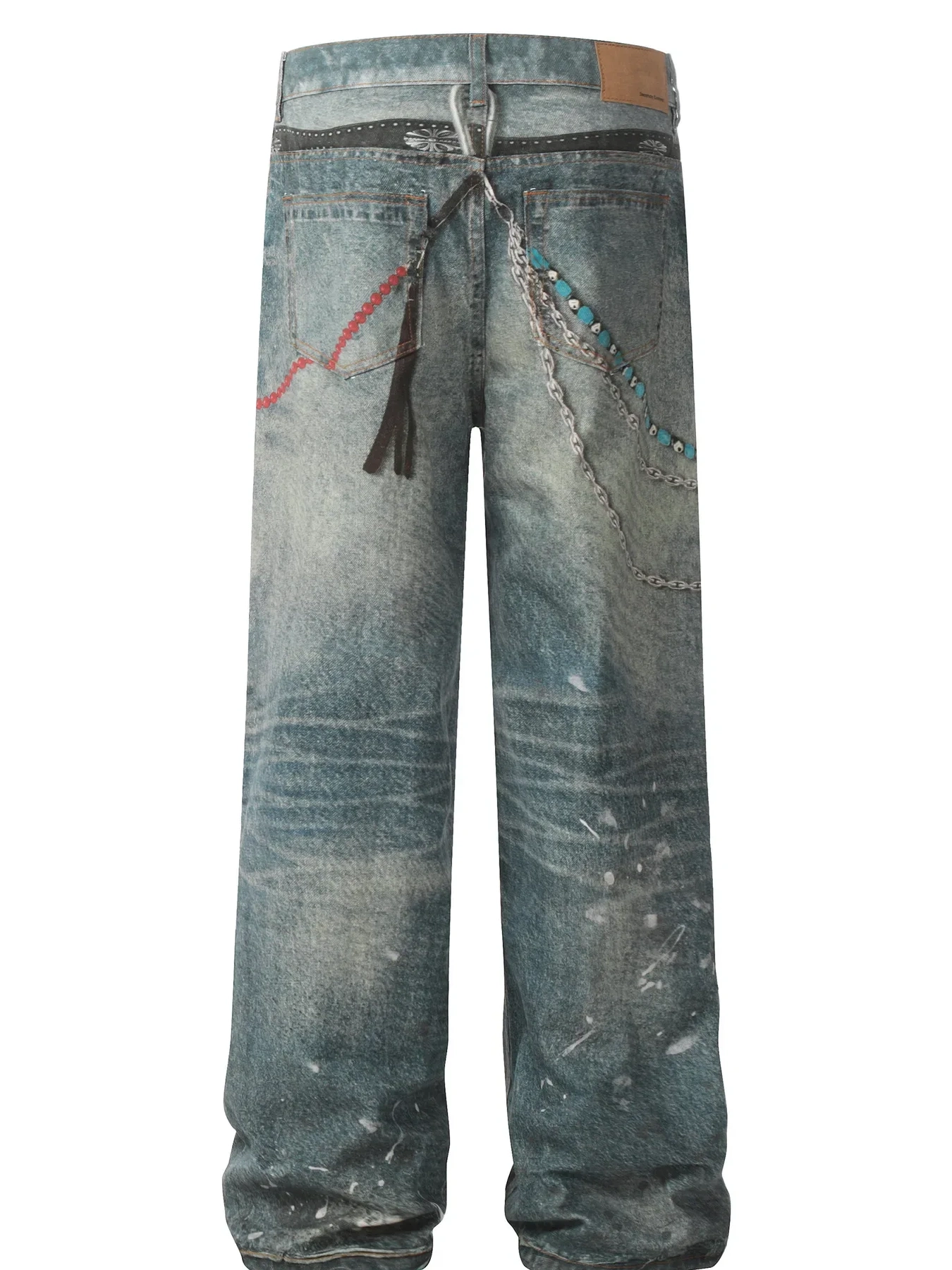 Men's Paint Splatter Wide Leg Jeans, image 3