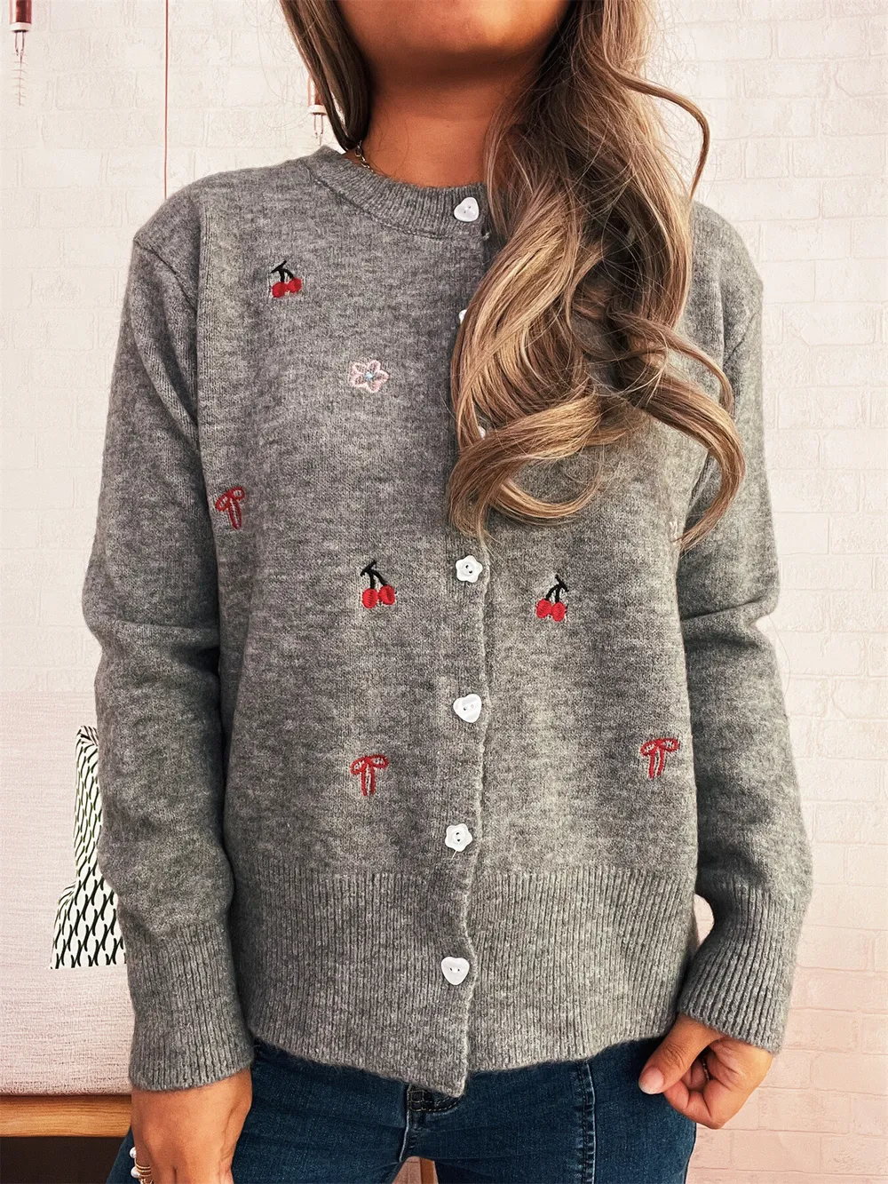 Ribbed Button-Front Knit Cardigan, image 7