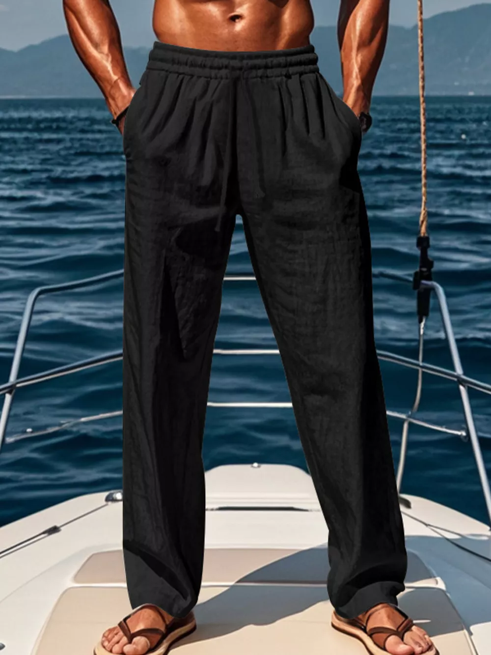 Men's Full Size Casual Loose-Fit Pants with Elastic Drawstring Waist Plus Size, image 4