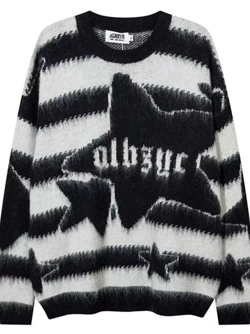 Men's Star Pattern Striped Knit Sweater, image 3