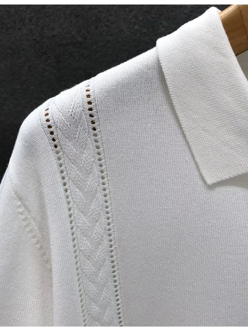 Men's Full Size Eyelet Detail Short Sleeve Polo Plus Size, image 6