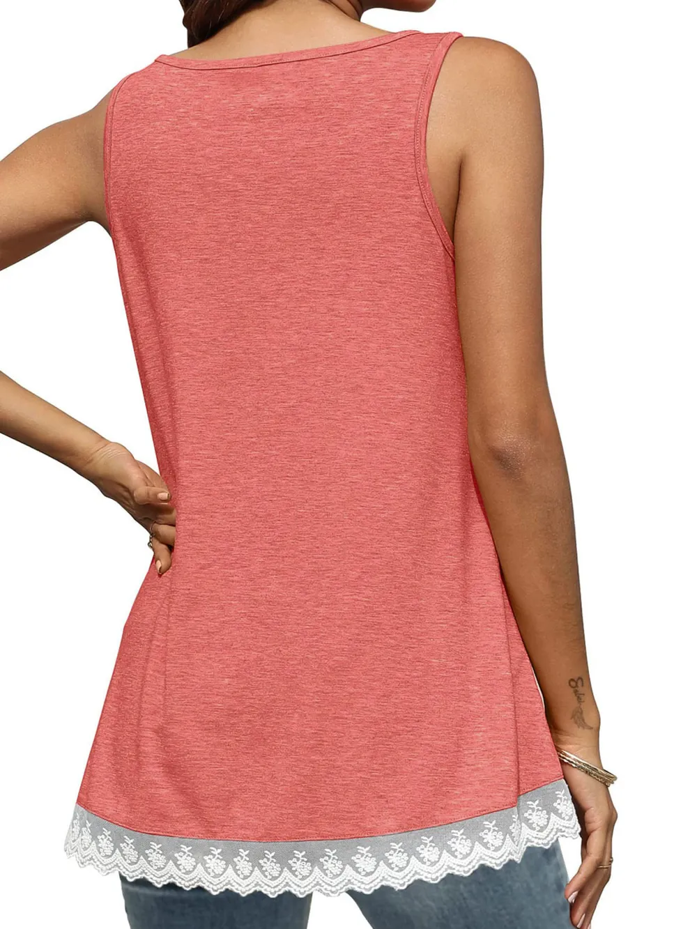 Lace Trim Wide Strap Tank Top, image 4
