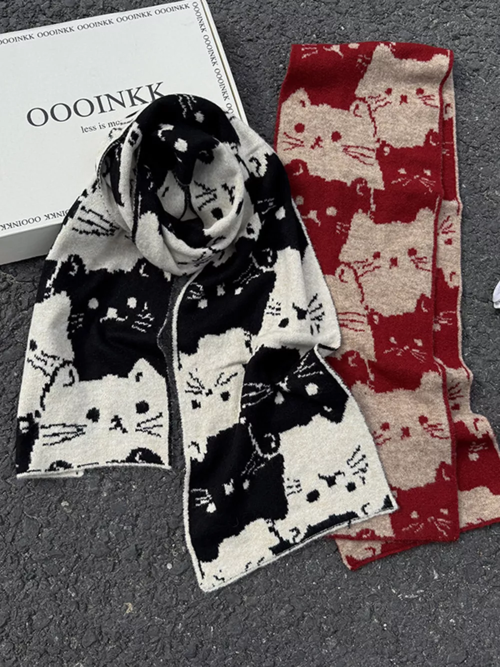 Cute Cat Pattern Knitted Scarf, image 3