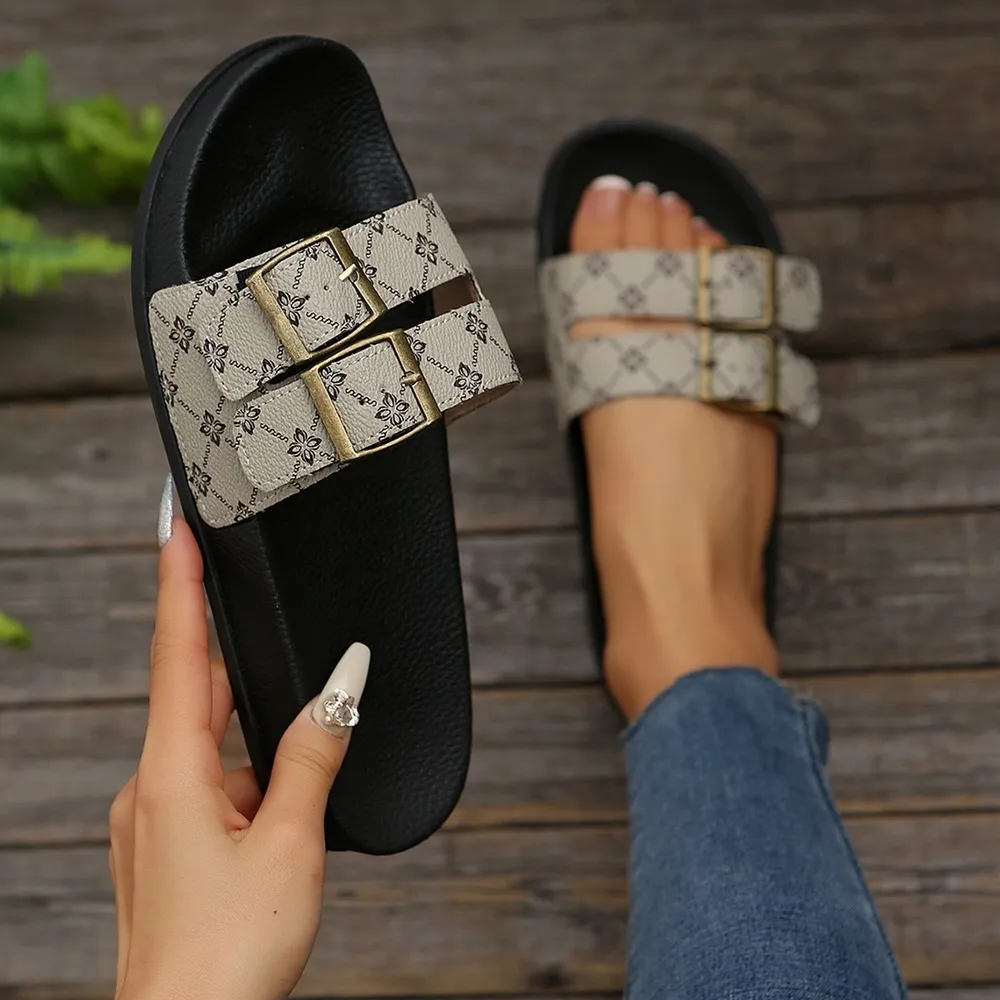 Open Toe Double Buckle Sandals, image 15