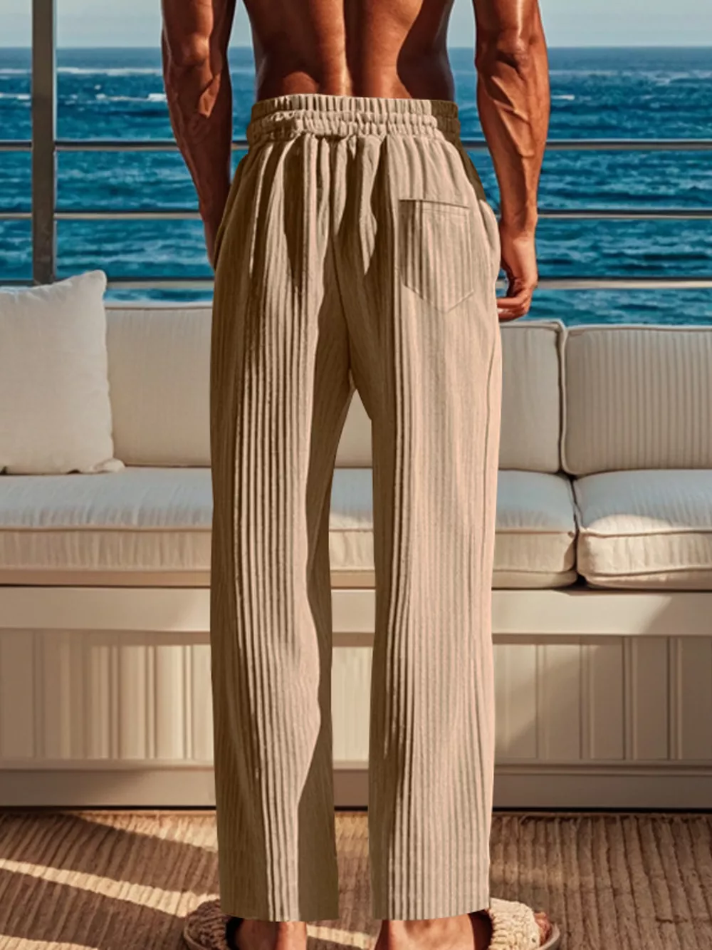Men's Full Size Ribbed Knit Wide-Leg Pants Plus Size, image 9