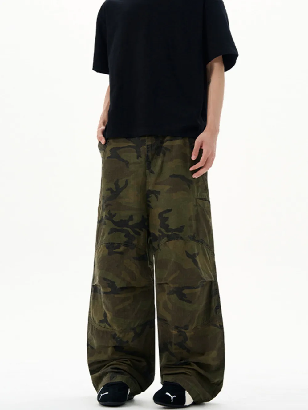 Men's Camouflage Wide Leg Cargo Pants, image 4
