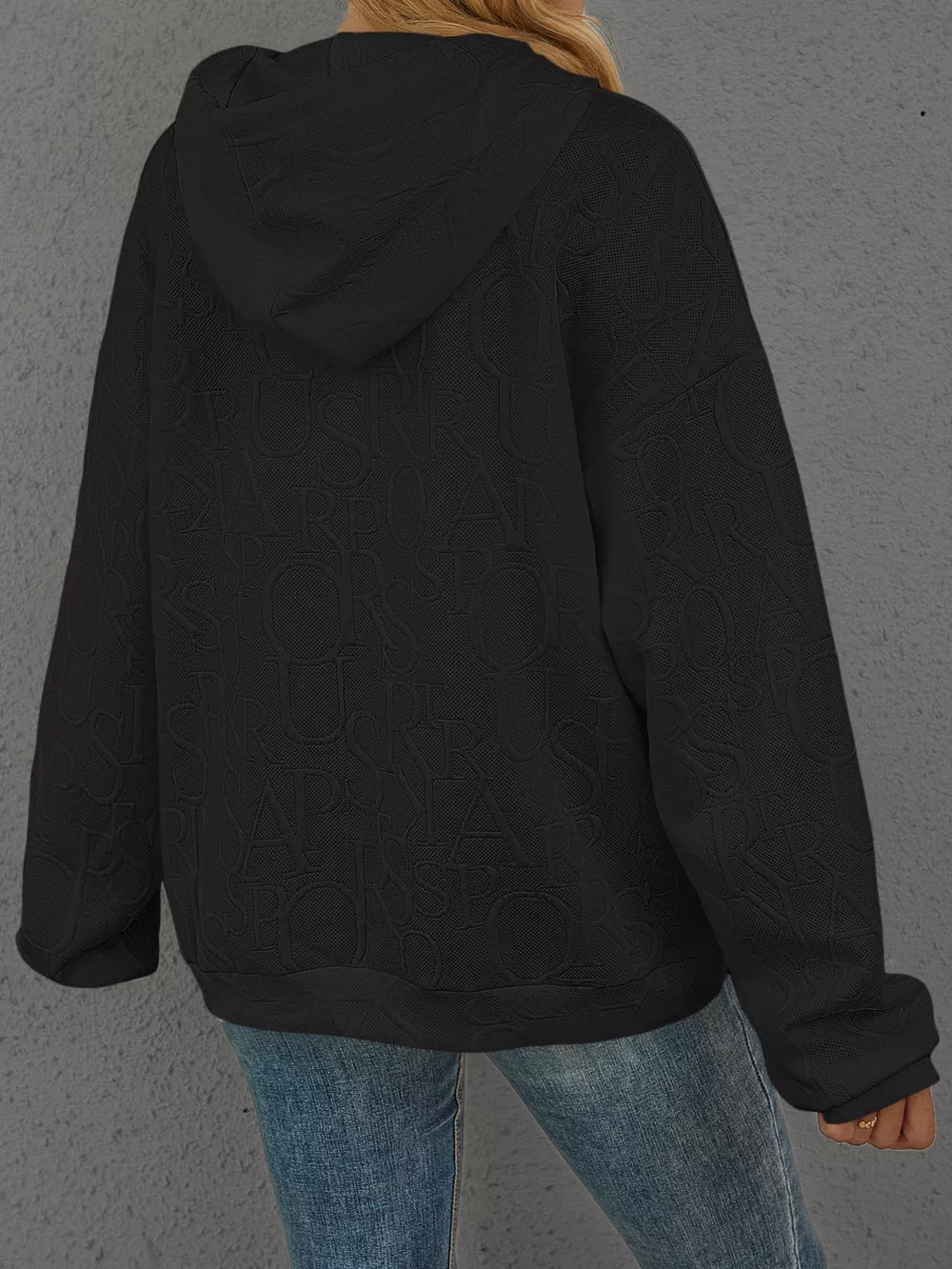 Full Size Embossed Lettering Casual Hoodie Plus Size, image 11
