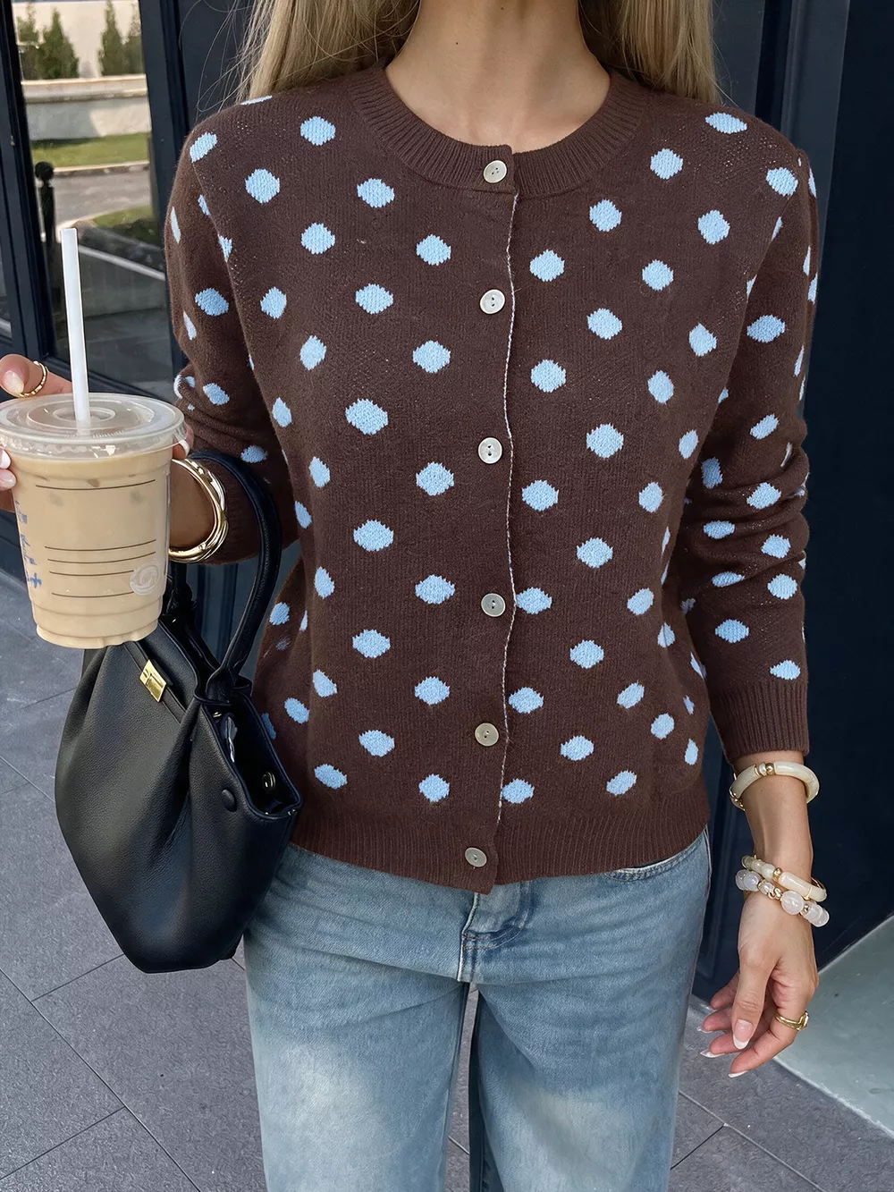 Polka Dot Button Up Cardigan, image 6