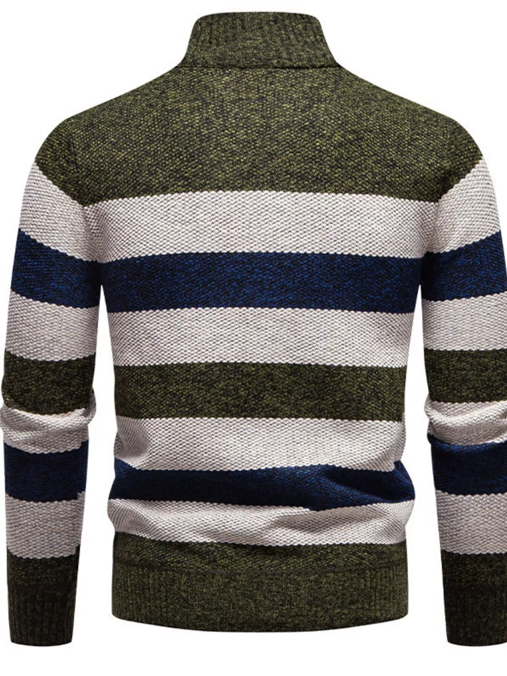 Men's Plus Size Striped Quarter-Zip Sweater, image 6