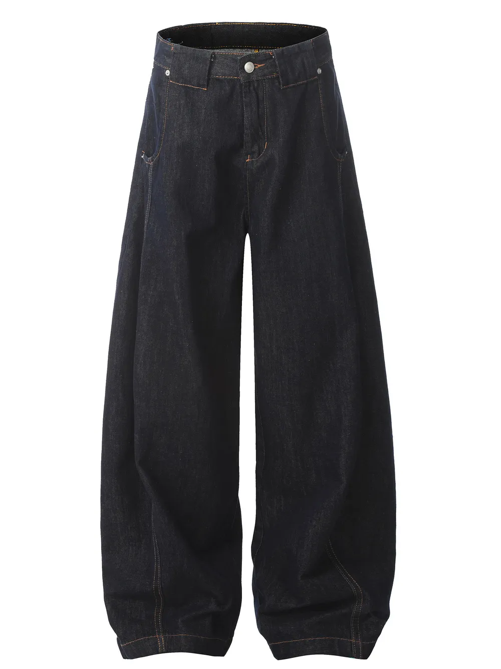 Men's Oversized Wide-Leg Wash Denim Jeans, image 2