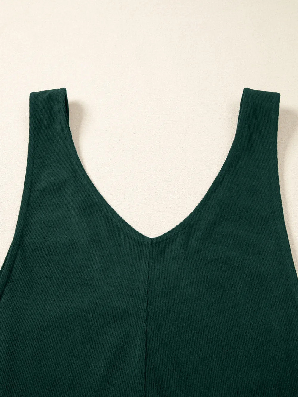 Corduroy V Neck Patched Pocket Sleeveless Jumpsuit, image 2