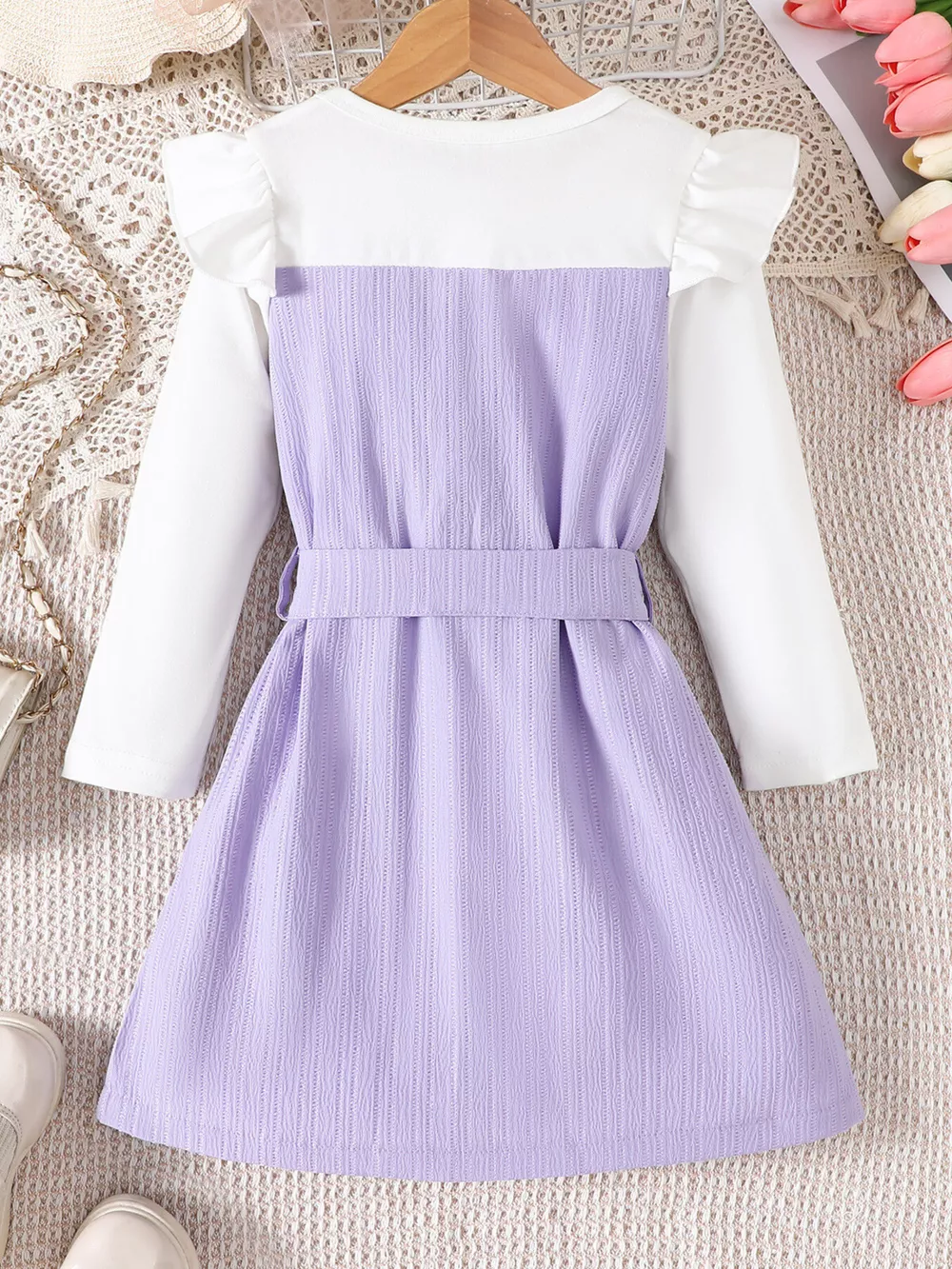Children's Ruffled Bow Long Sleeve Dress, image 6