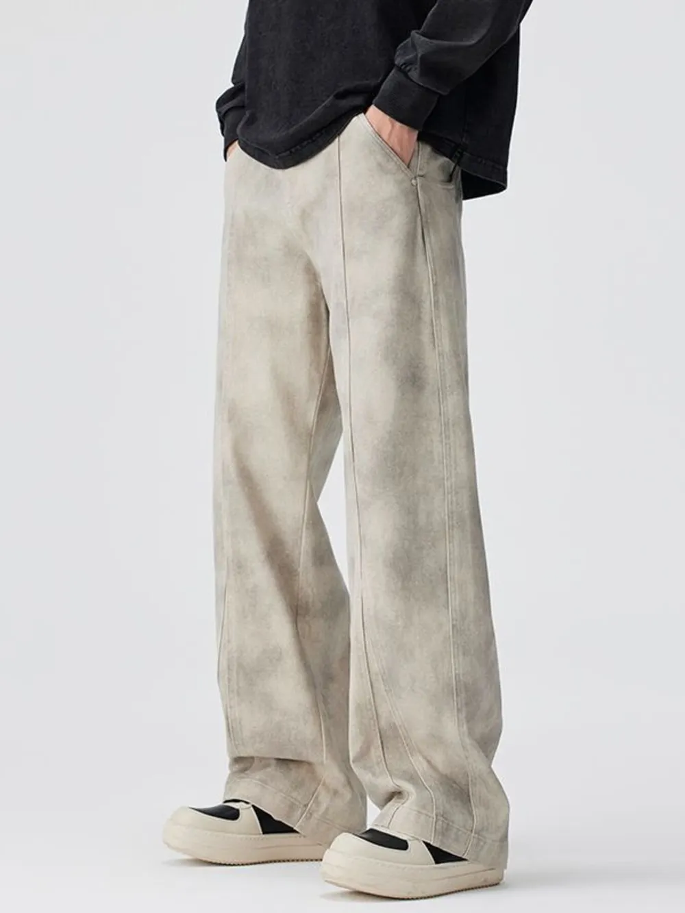 Men's Plus Size Vintage Wash Wide Leg Pants, image 7