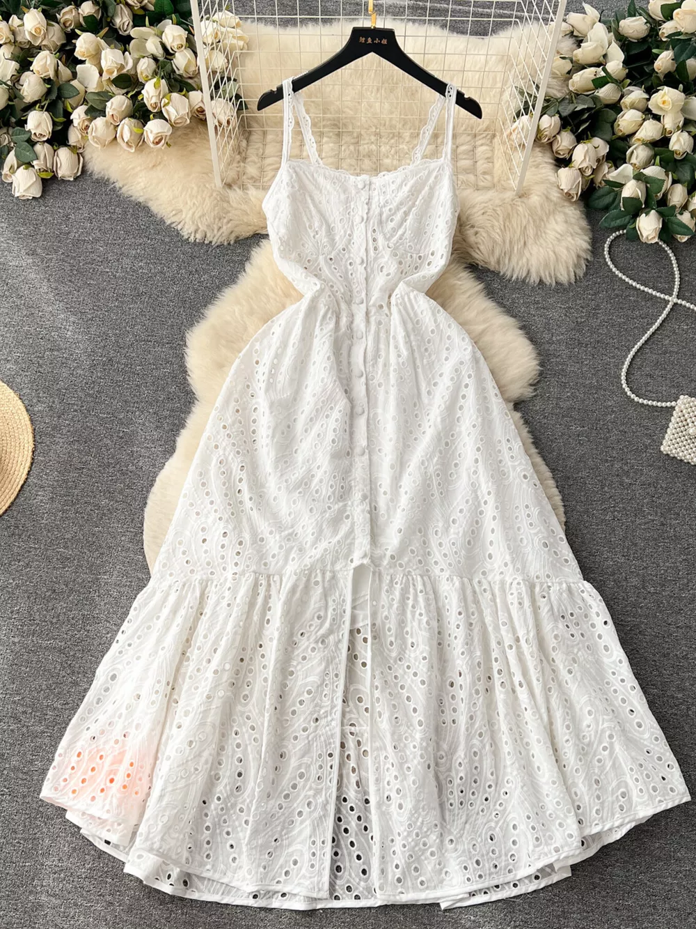 Eyelet Embroidered Tiered Cami Dress, image 13