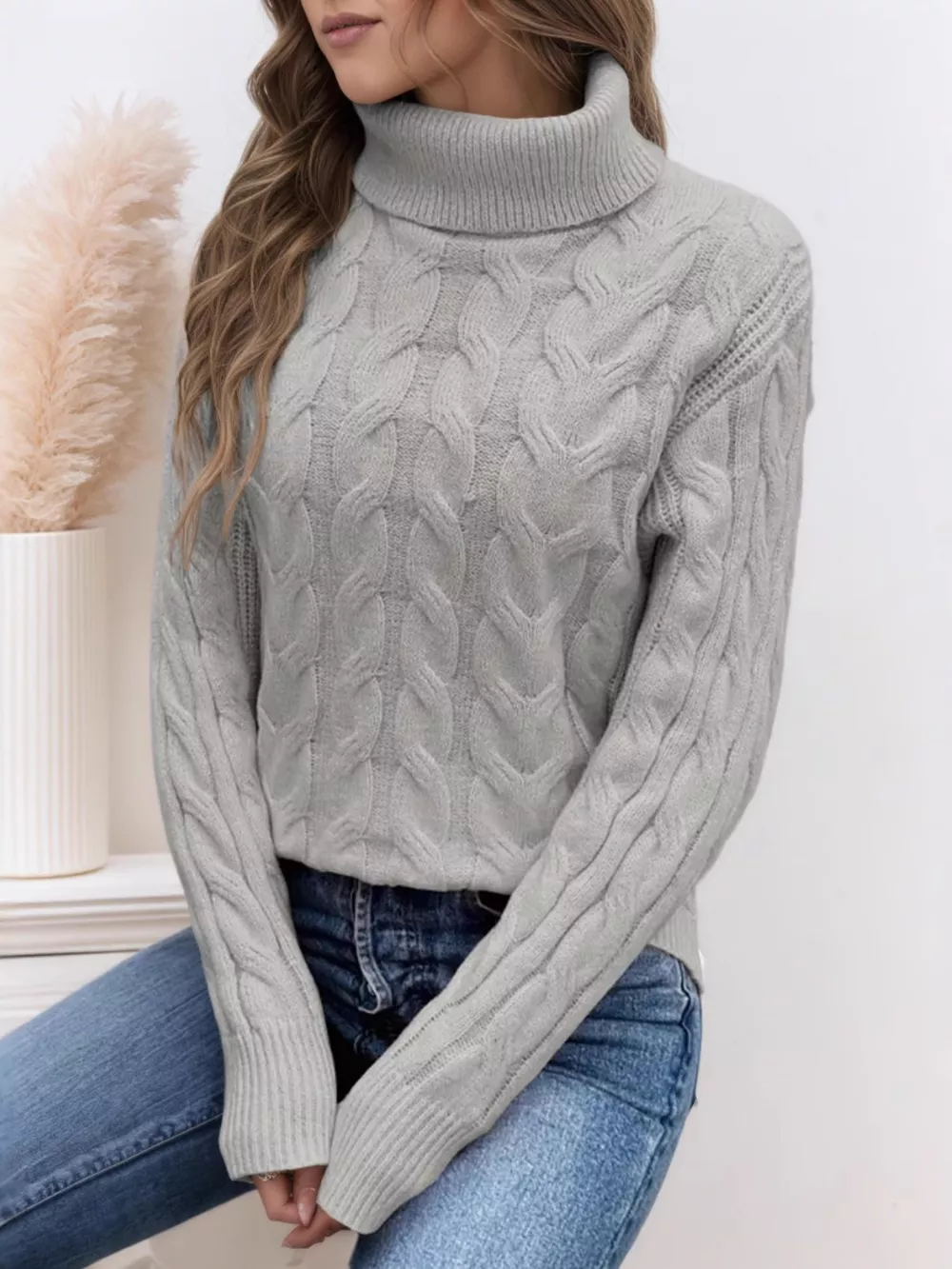 Cable-Knit Turtleneck Sweater, image 13