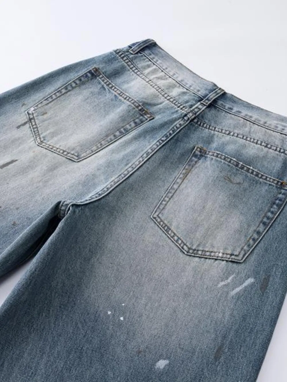 Men's Distressed Button Fly Wide Leg Jeans, image 5