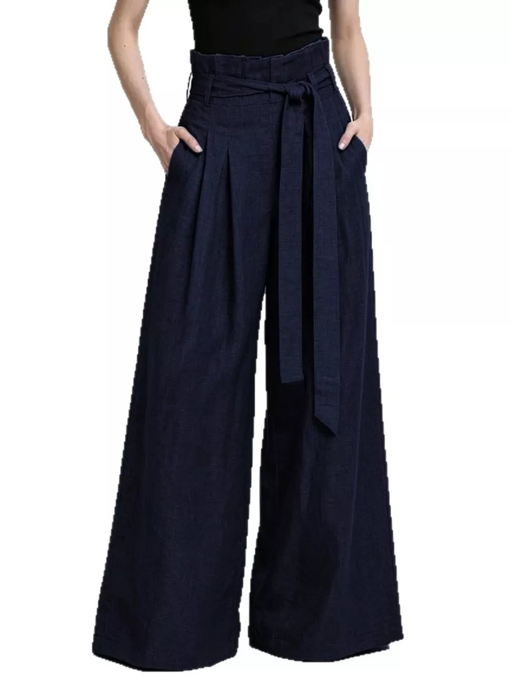 Full Size Wide-Leg Paperbag Waist Pants Plus Size, image 8