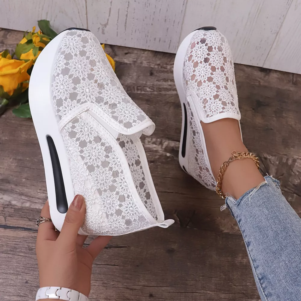 Floral Lace Breathable Slip-Ons, image 5