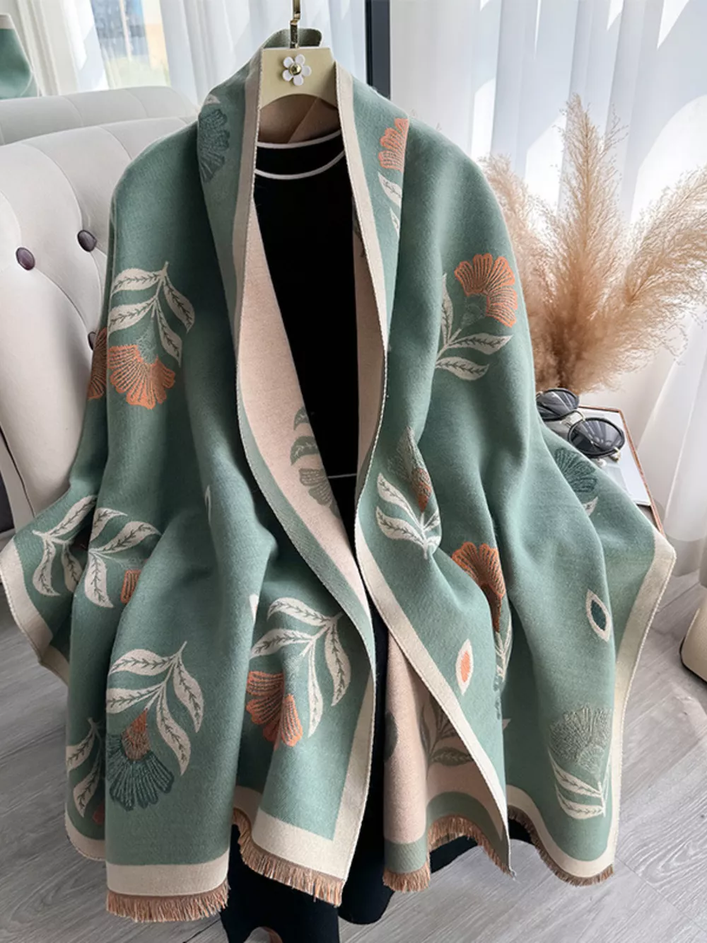 Printed Raw Hem Shawl, image 9