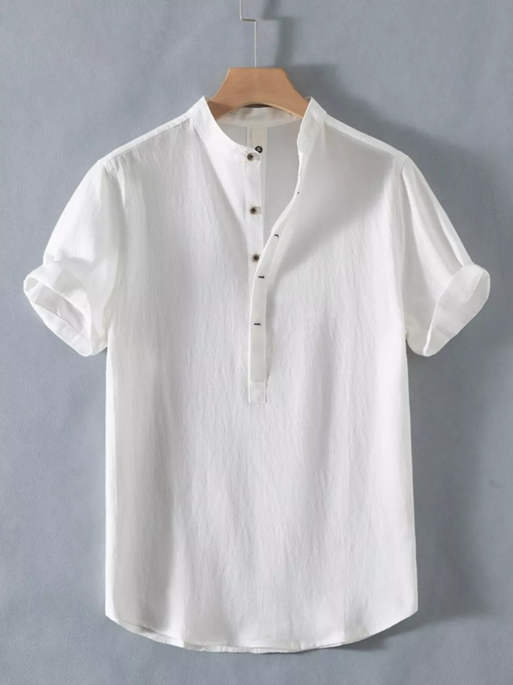 Men's Plus Size Button Detail Short Sleeve Shirt, image 2