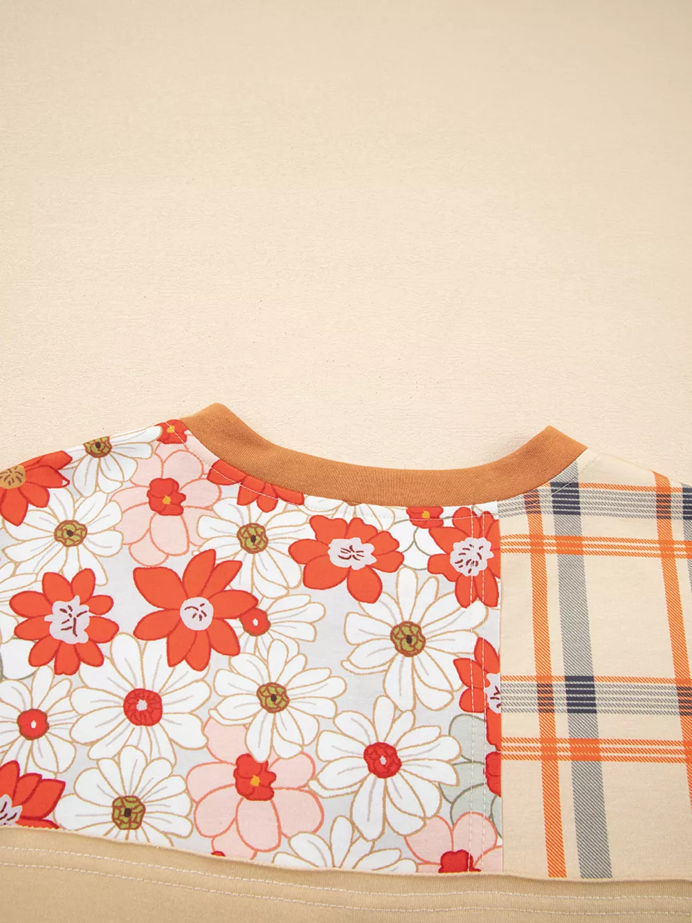 Floral Plaid Patchwork Casual Top, image 9