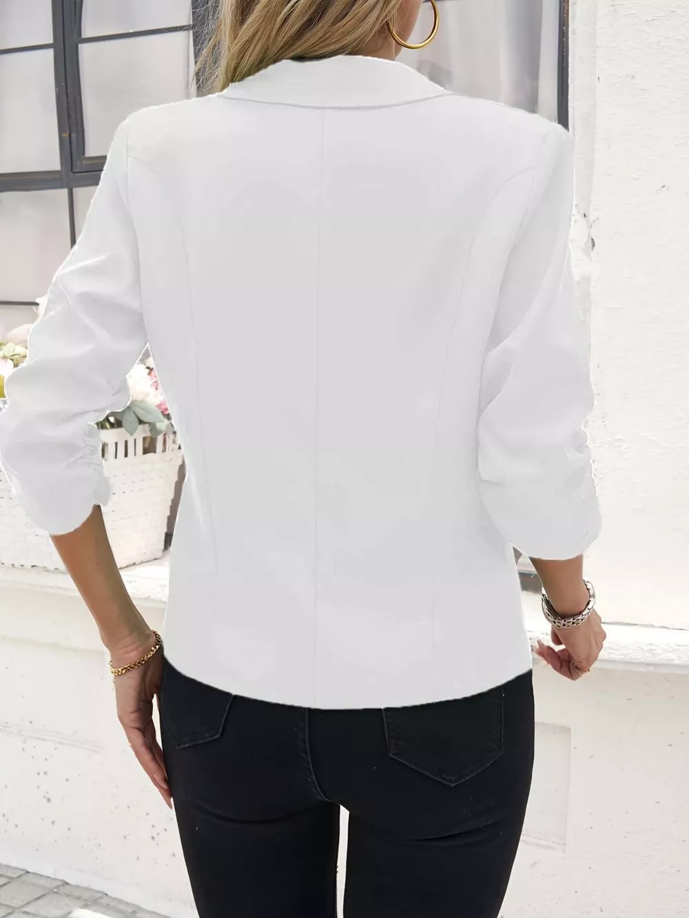 Full Size One Button Lapel Collar Blazer Plus Size, image 8
