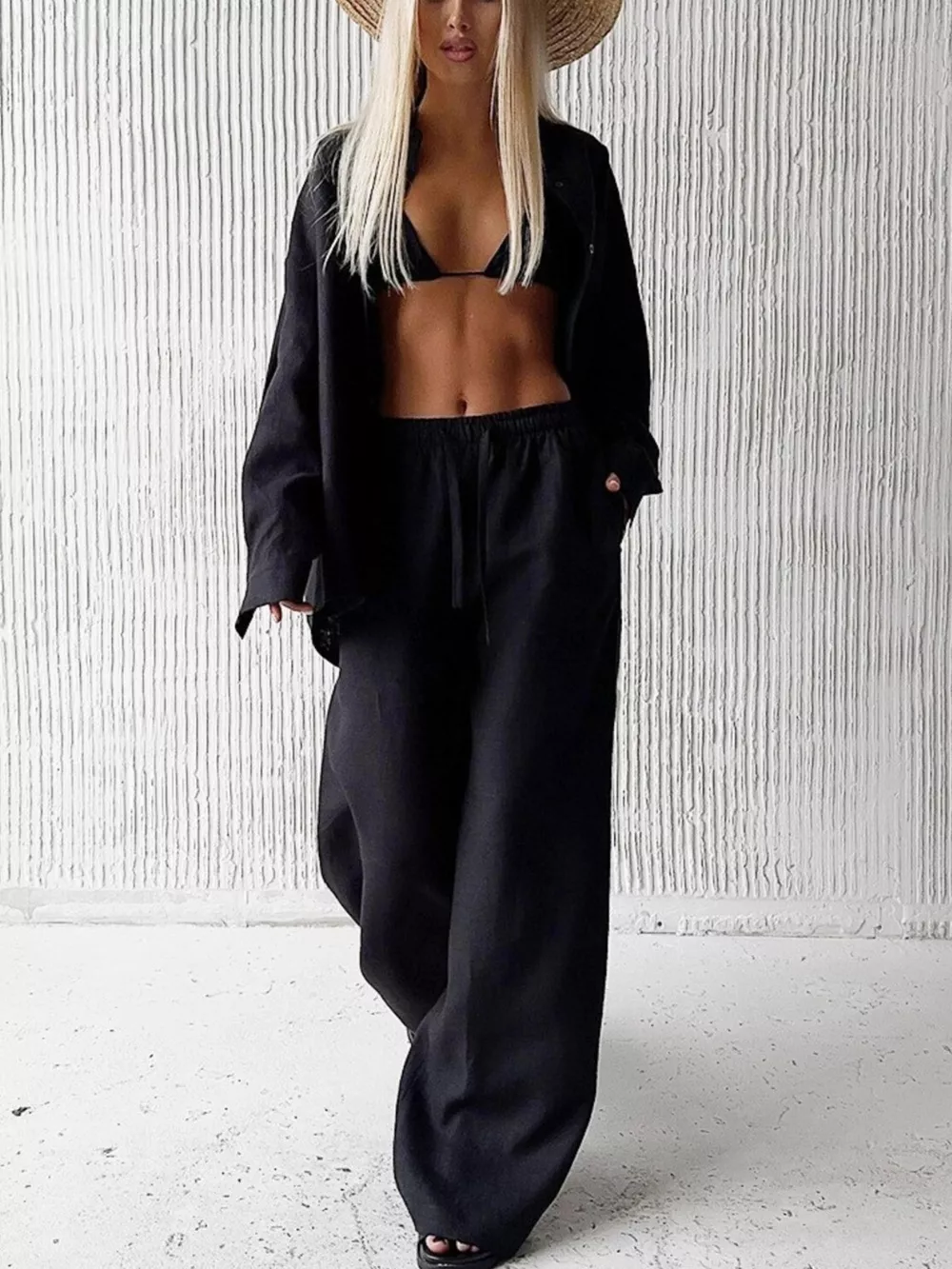 Relaxed Fit Button Up Shirt and Pants Two-Piece Set, image 6
