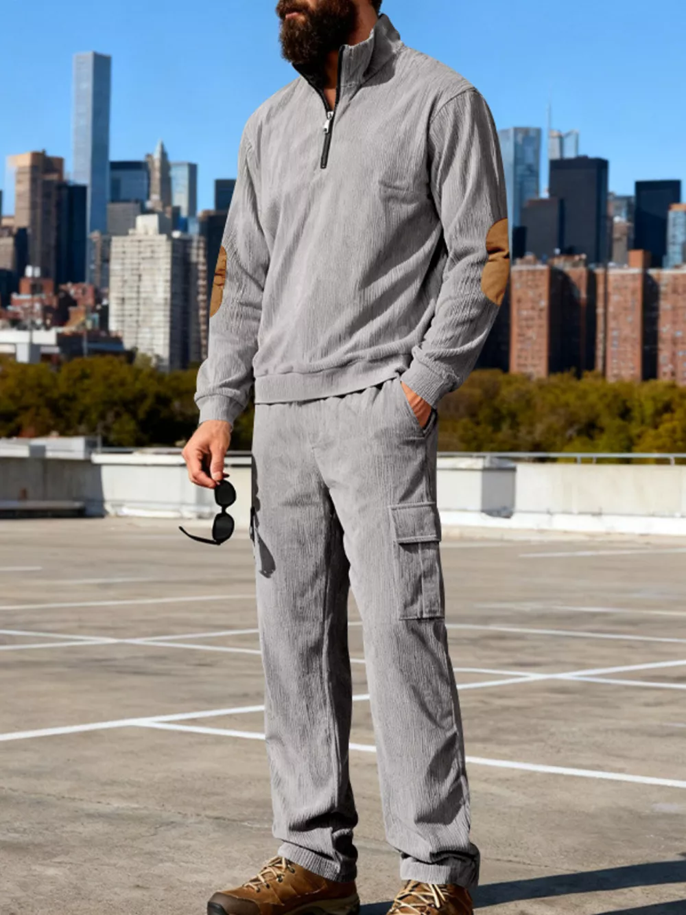 Men's Full Size Casual Long Sleeve Top & Pants Set Plus Size, image 4
