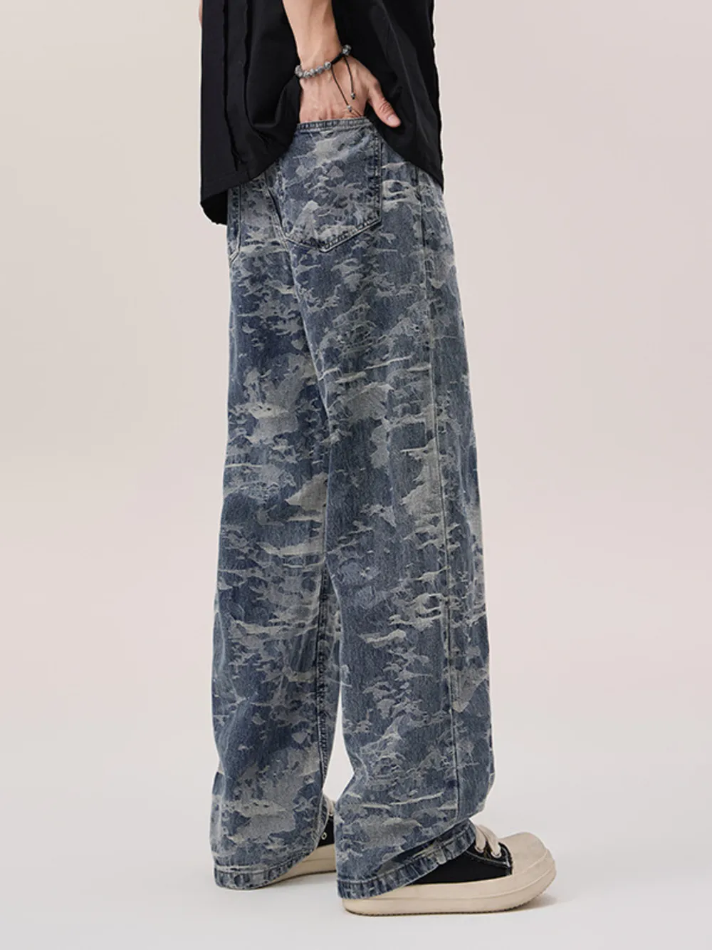 Men's Wash Wide Leg Jeans, image 5