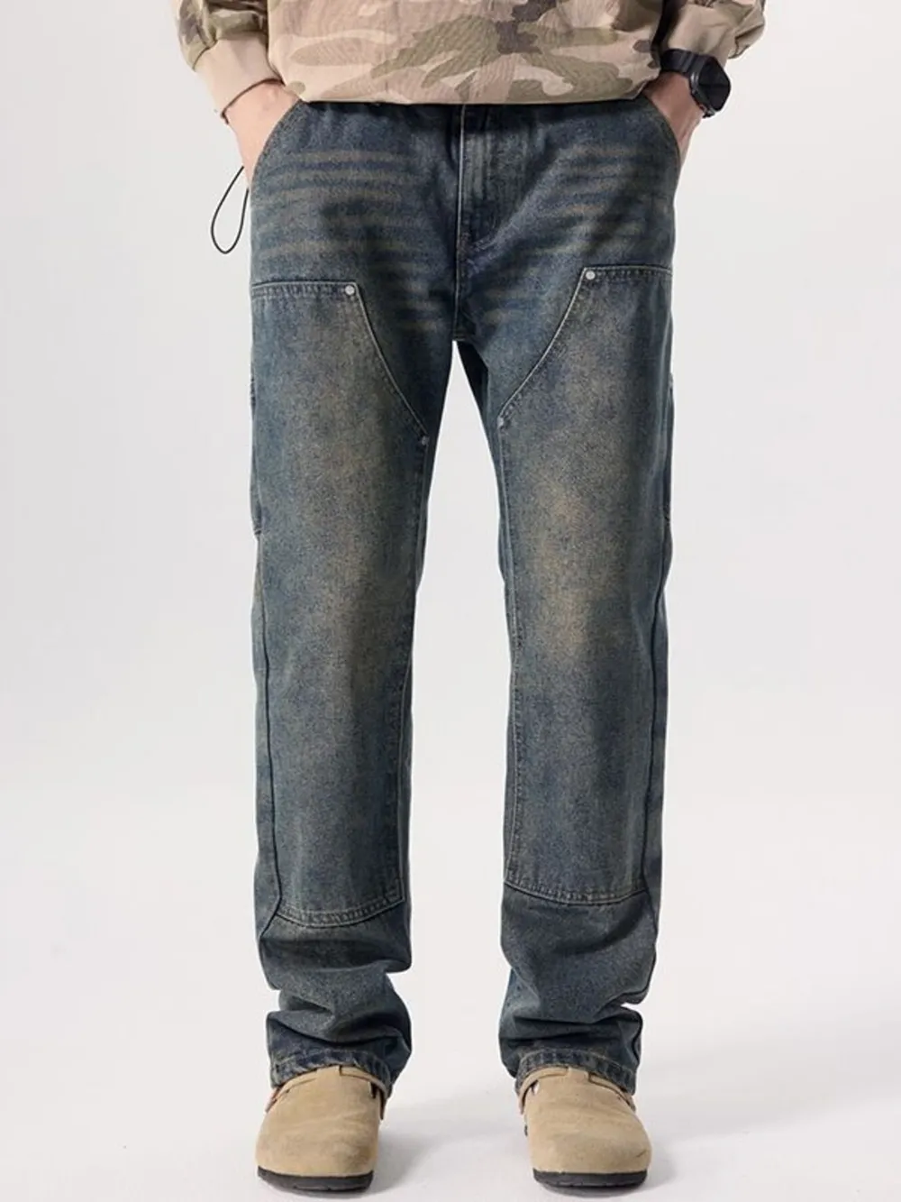 Men's Vintage Wash Wide Leg Jeans, image 4