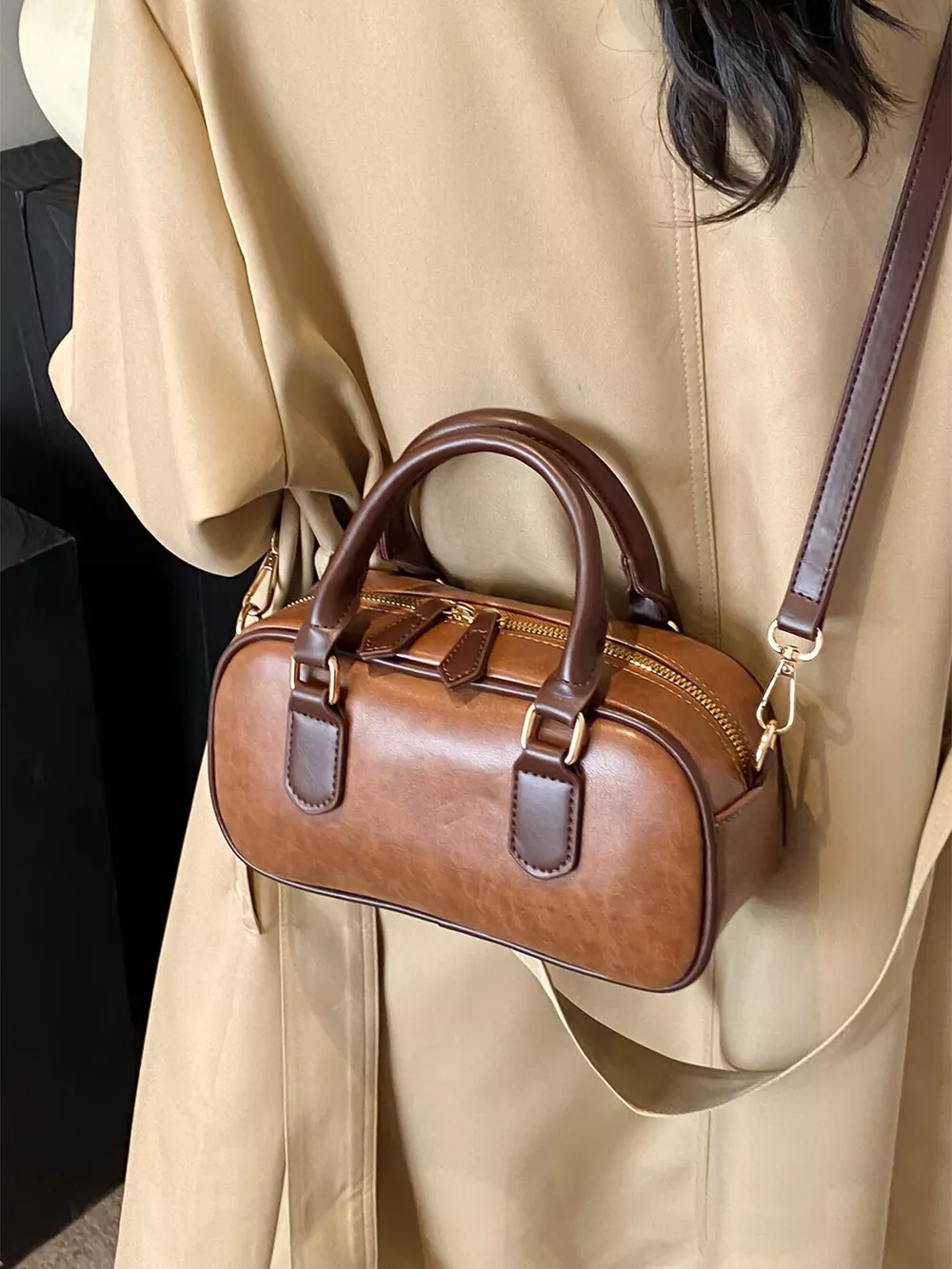 Vintage Style Barrel Crossbody Bag, image 2