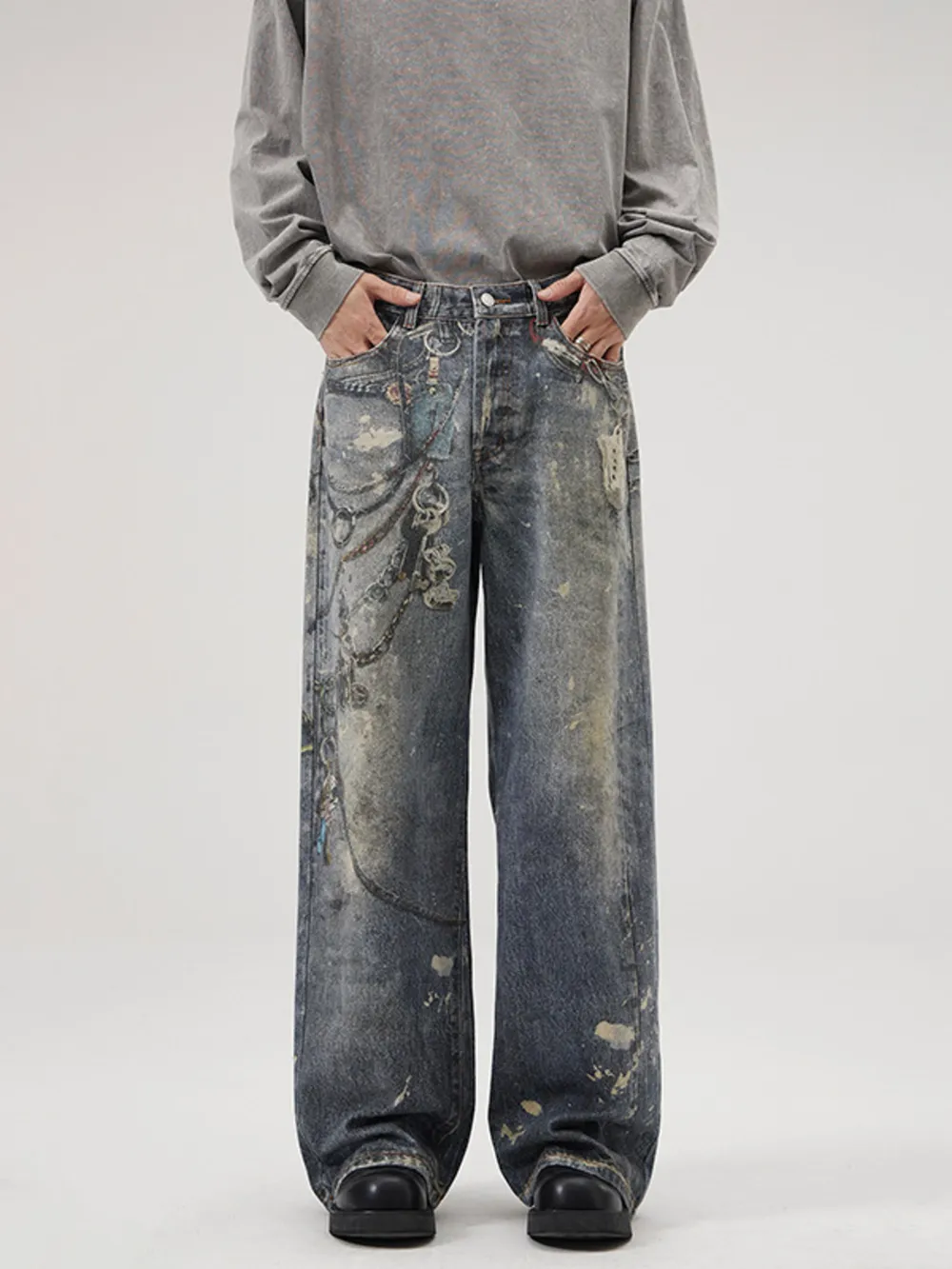 Men's Full Size Wide Leg Jeans Plus Size