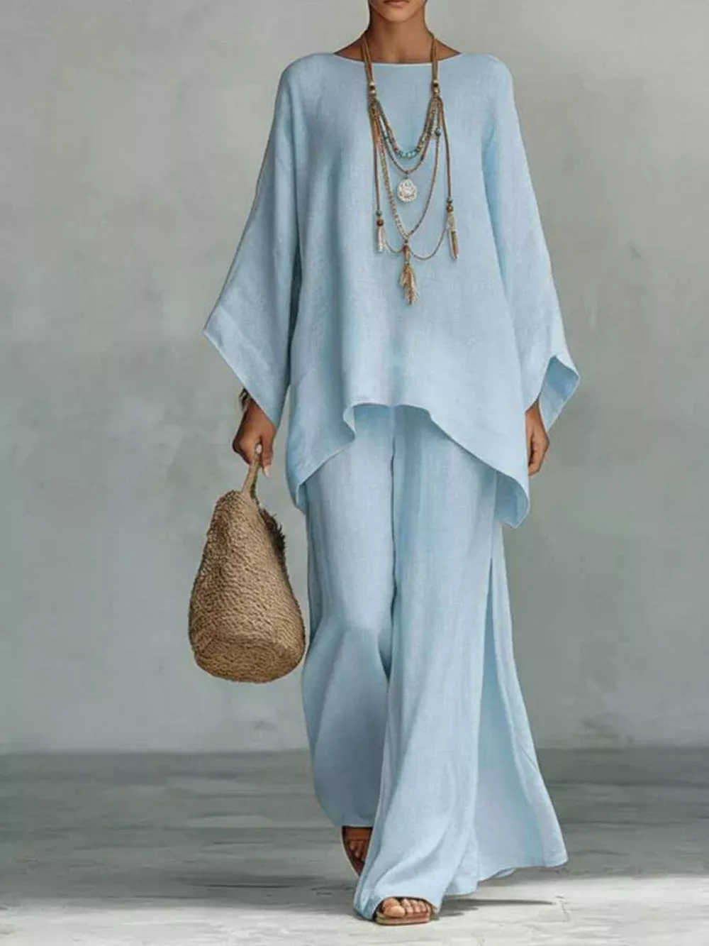 Full Size Casual Loose Fit Top and Pants Set Two-Piece Set Plus Size, image 7