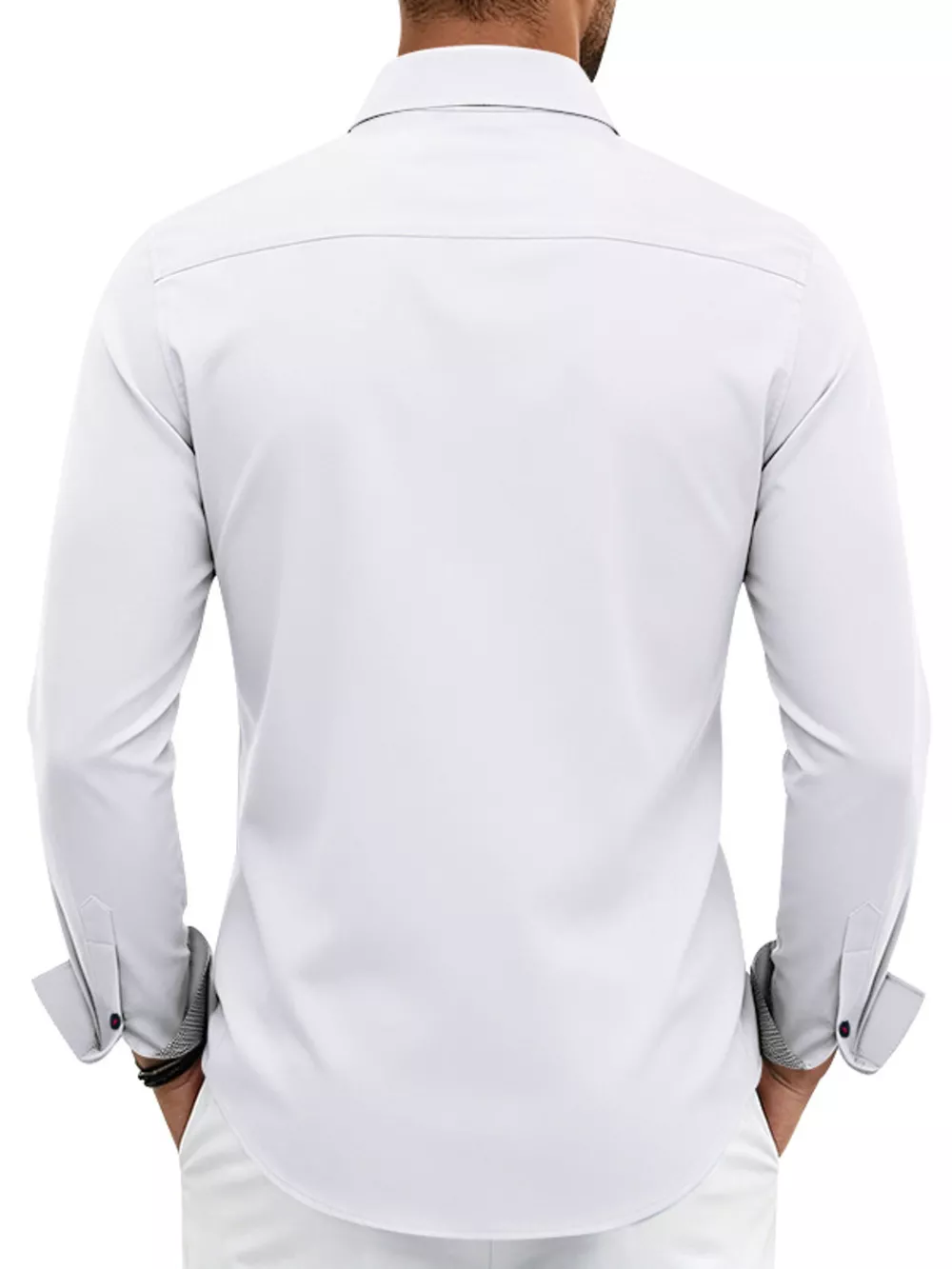 Men's Full Size Slim Fit Contrast Trim Shirt Plus Size, image 3