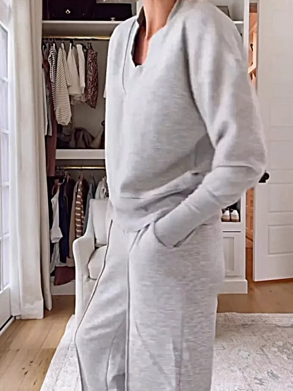 Full Size Cozy V-Neck Top and Pants Set Plus Size, image 4