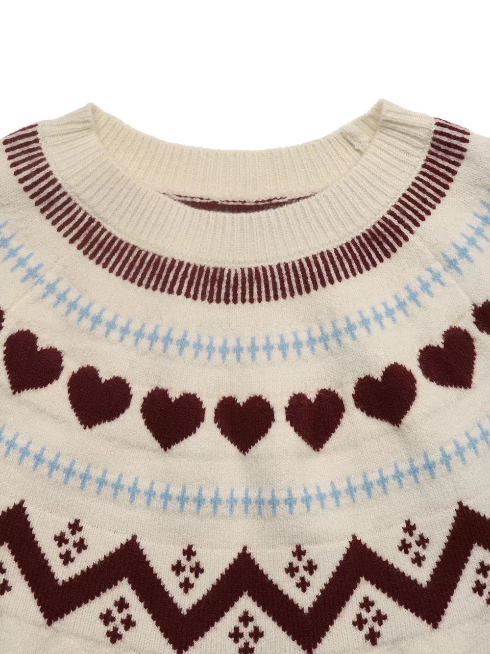 Heart-Patterned Crew Neck Sweater, image 8
