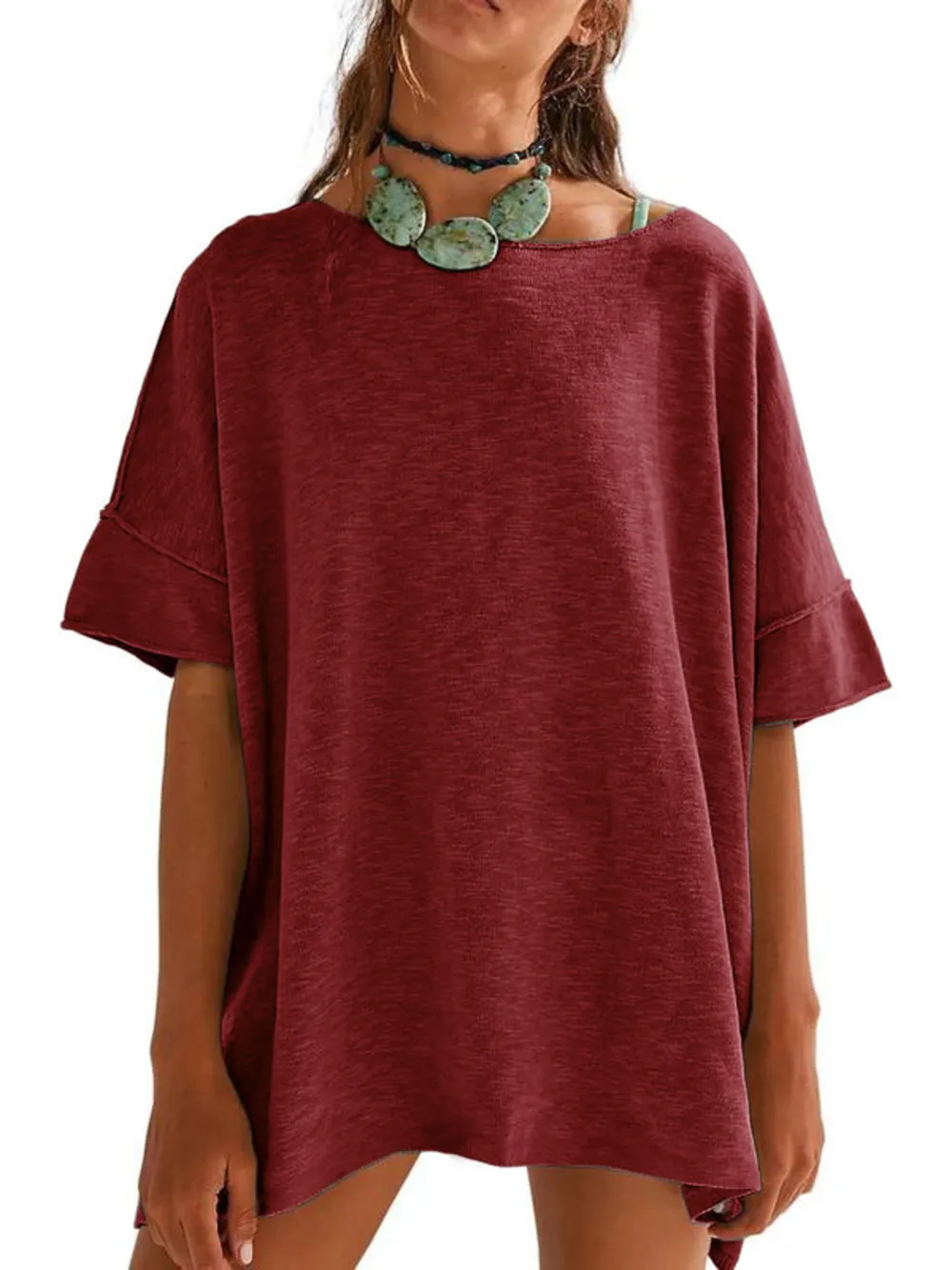 Oversized Round Neck Drop-Shoulder T-Shirt, image 7