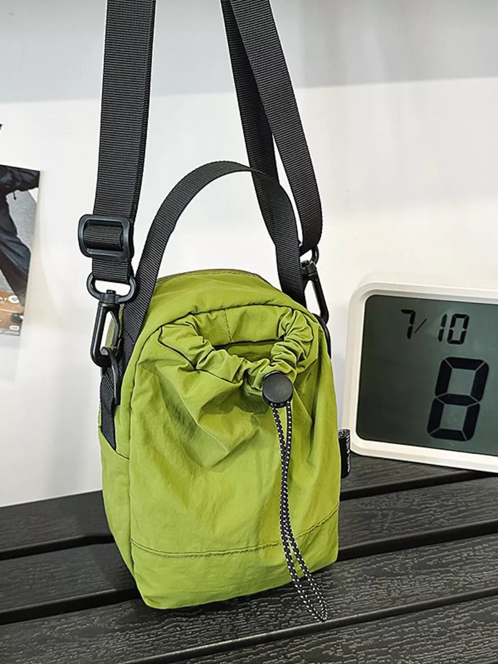 Drawstring Closure Lightweight Shoulder Bag, image 2