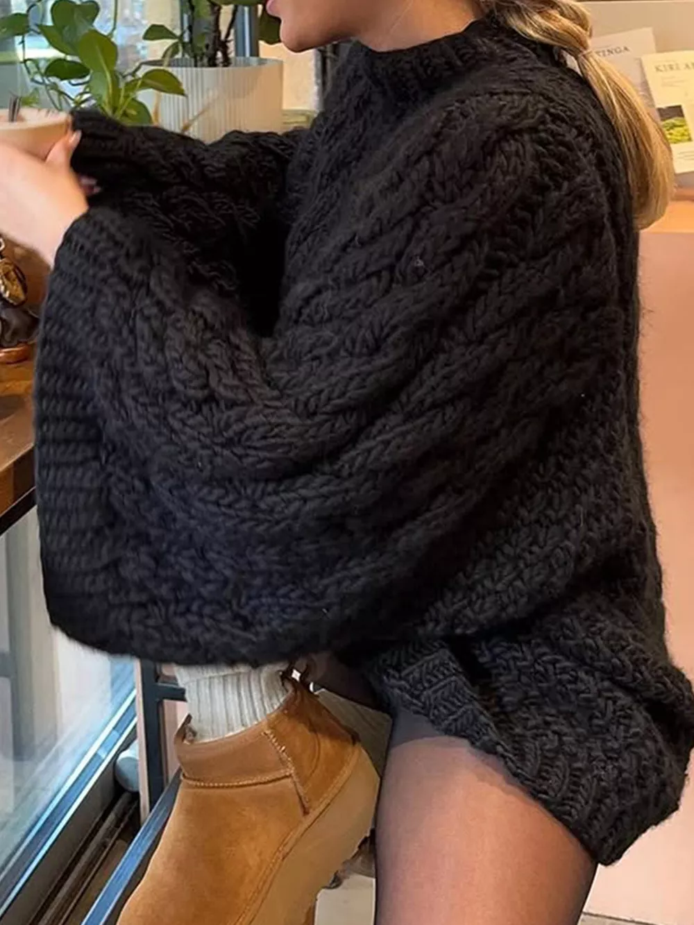 Cable Knit Round Neck Sweater, image 8