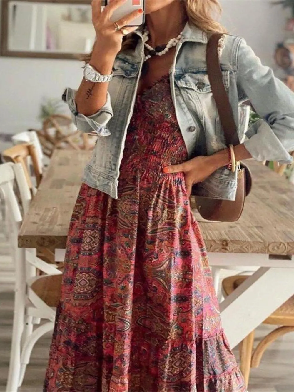 Full Size Paisley Print Cap Sleeve Maxi Dress Plus Size, image 3