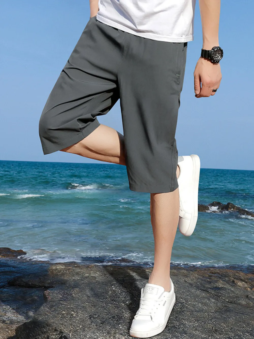 Men's Plus Size Casual Wide Leg Shorts, image 3