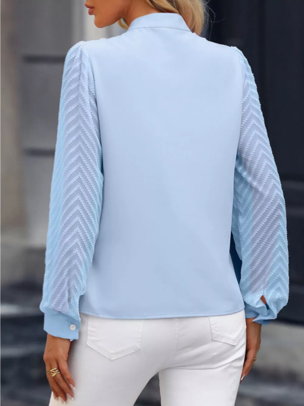 Notched Long Sleeve Blouse, image 7